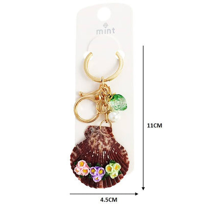 Flower Charms On Shell Keychain