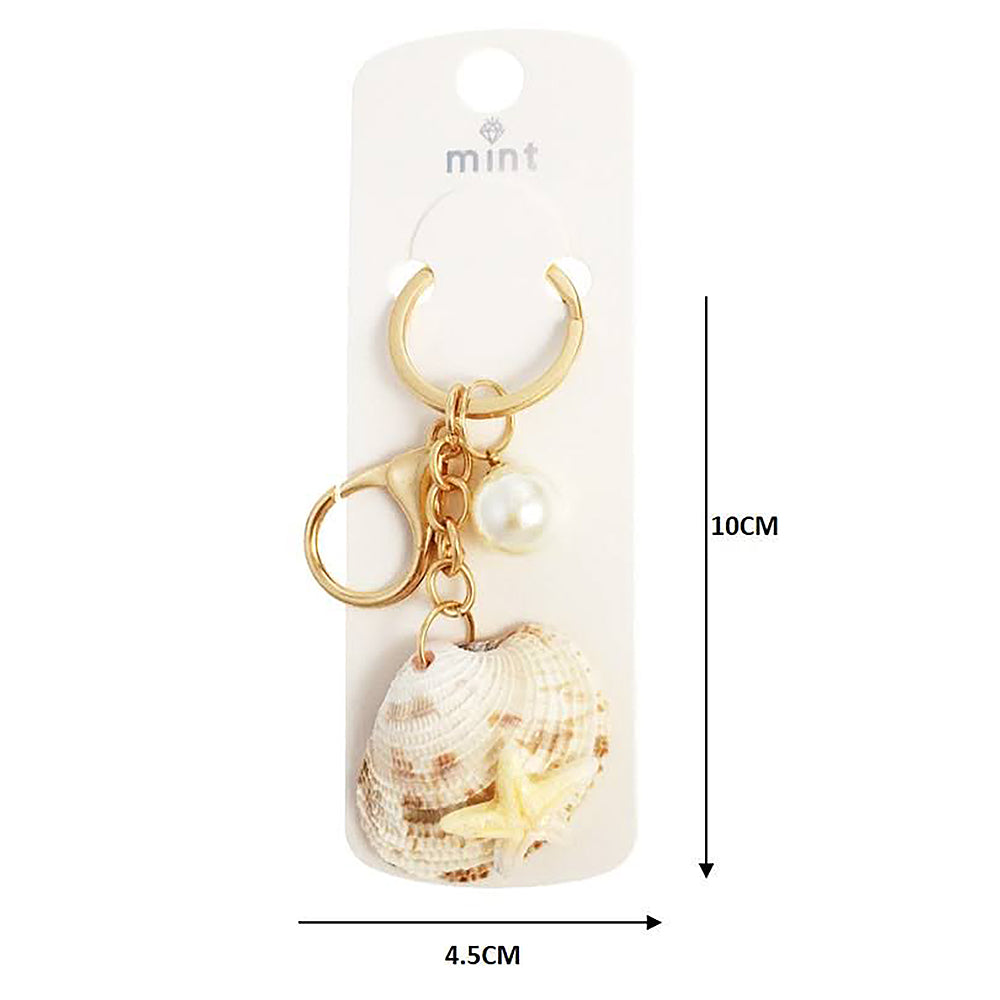 Starfish Charm On Shell Keychain