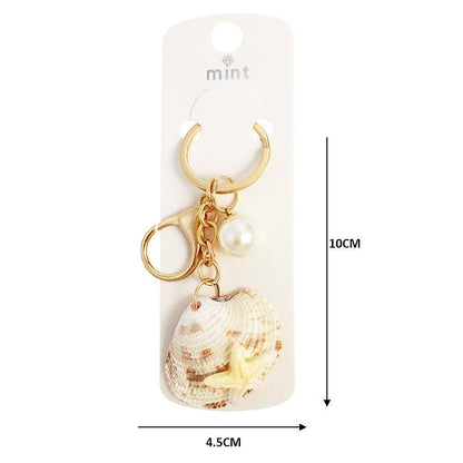 Starfish Charm On Shell Keychain