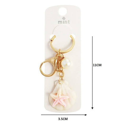 Starfish Charm On Shell Keychain