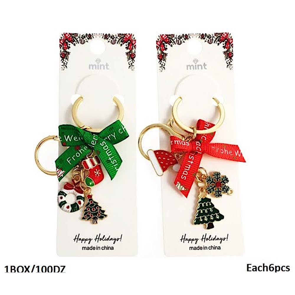 Christmas Charm Ribbon Keychain