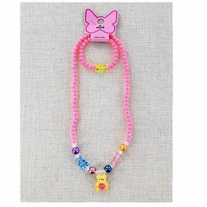 YNK183 - Teddy Bear Necklace & Bracelet Set