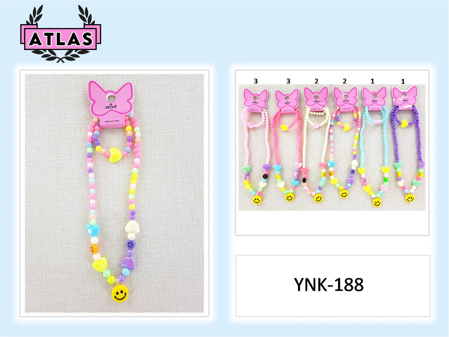 YNK188 - Smiley Face Necklace & Bracelet Set