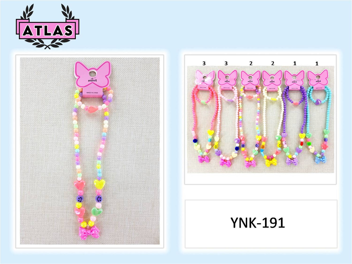 YNK191 - Bow Necklace & Bracelet Set