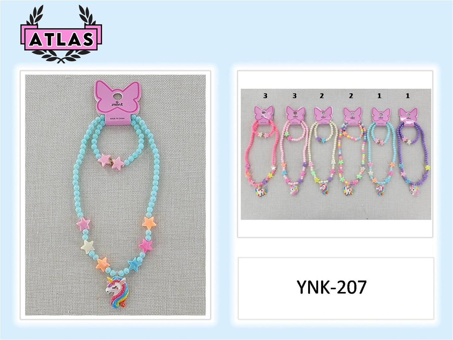 YNK207 - Unicorn Necklace & Bracelet Set