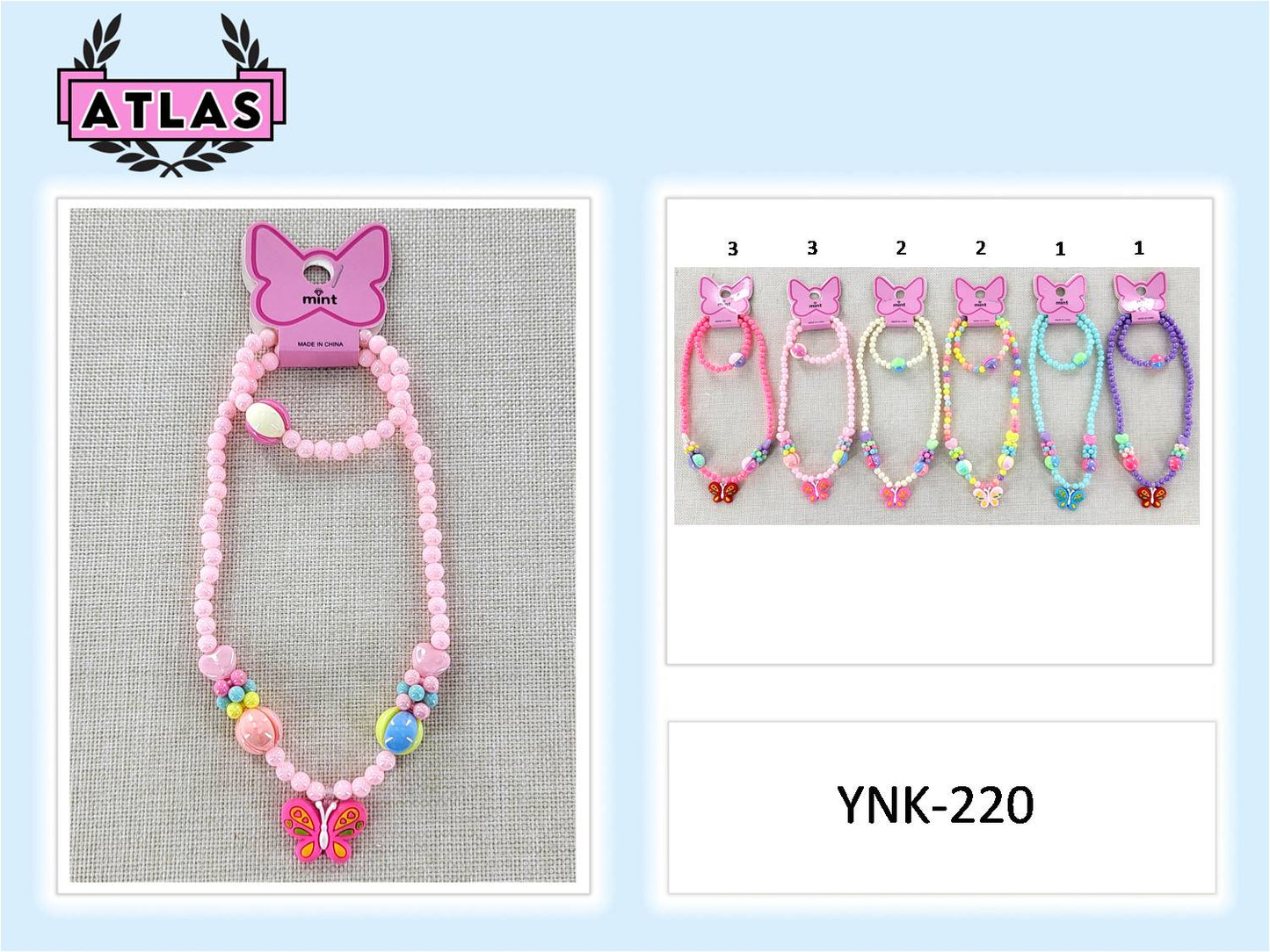 YNK220 - Butterfly Necklace & Bracelet Set