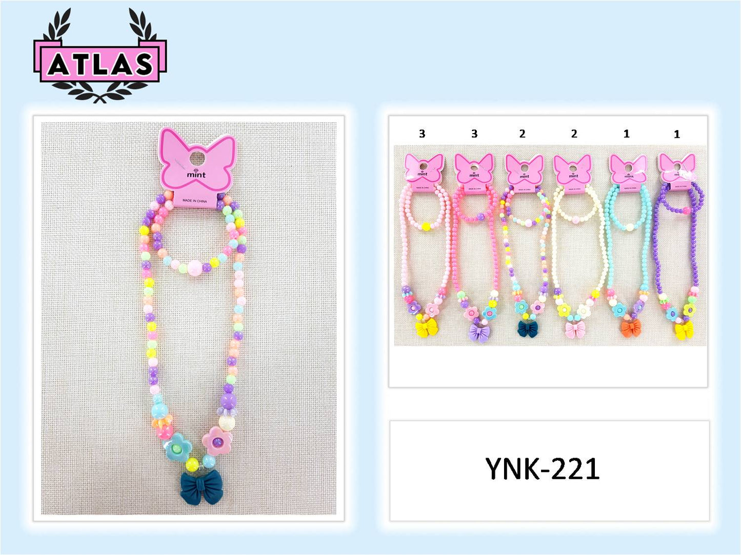 YNK221 - Bow Necklace & Bracelet Set