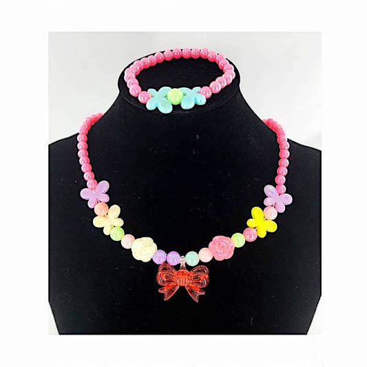 YNK165 - Bow Necklace & Bracelet Set