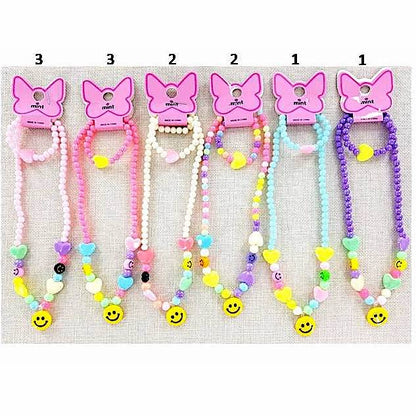 YNK188 - Smiley Face Necklace & Bracelet Set