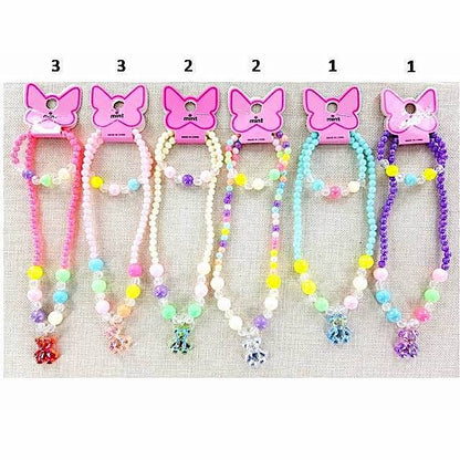 YNK212 - Teddy Bear Necklace & Bracelet Set