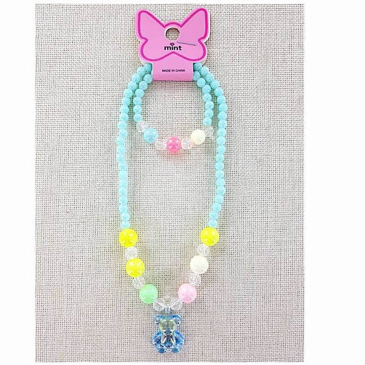 YNK212 - Teddy Bear Necklace & Bracelet Set