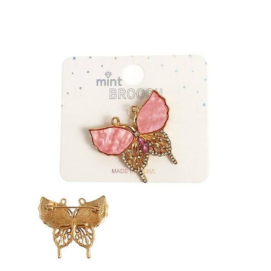 Rhinestone Resin Butterfly Brooch