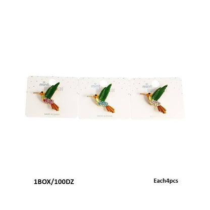 Rhinestone Enamel Hummingbird Brooch