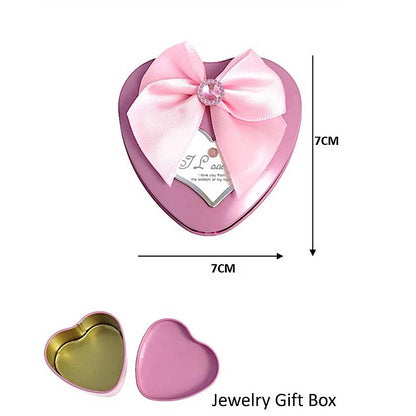Metal Tin Heart Gift Box with Bow