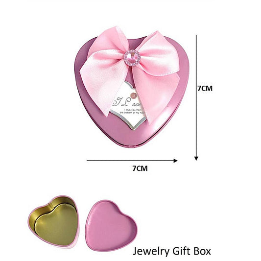 Metal Tin Heart Gift Box with Bow
