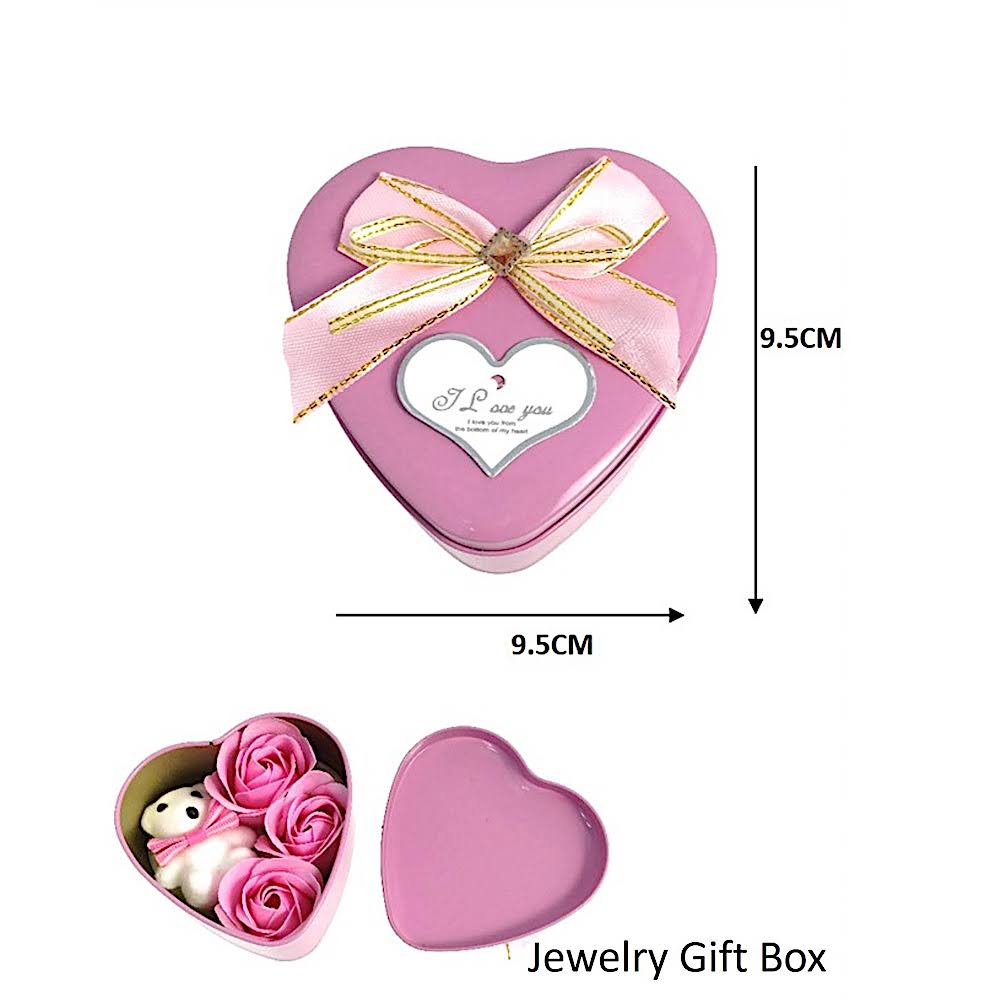 Metal Tin Heart Gift Box with Bow