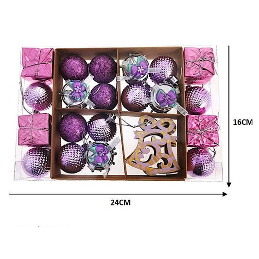 Assorted Purple Christmas Ornaments Box