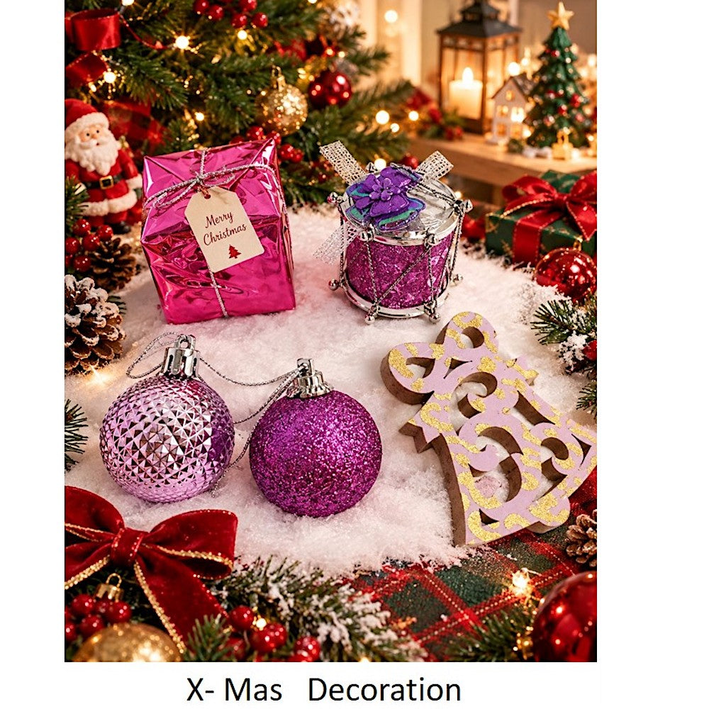 Assorted Purple Christmas Ornaments Box