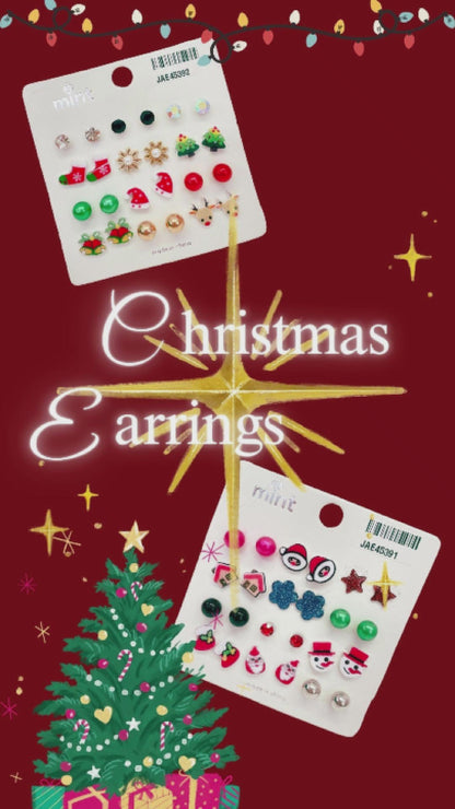 JAE45391 - Christmas 12 Pair Stud Earrings Set