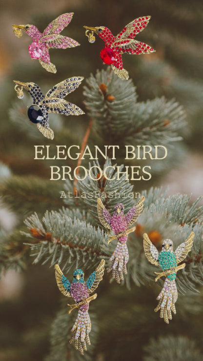 JAH48753 - Rhinestone Bird Brooch