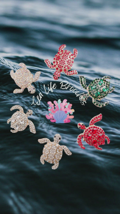 JAH48751 - Rhinestone Sea Turtle Brooch