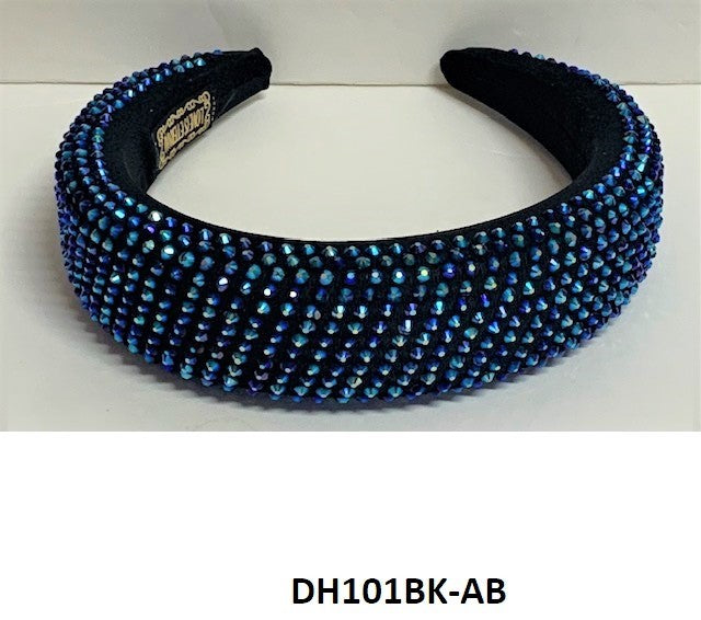 Iridescent Blue Rhinestone Puffy Hairband