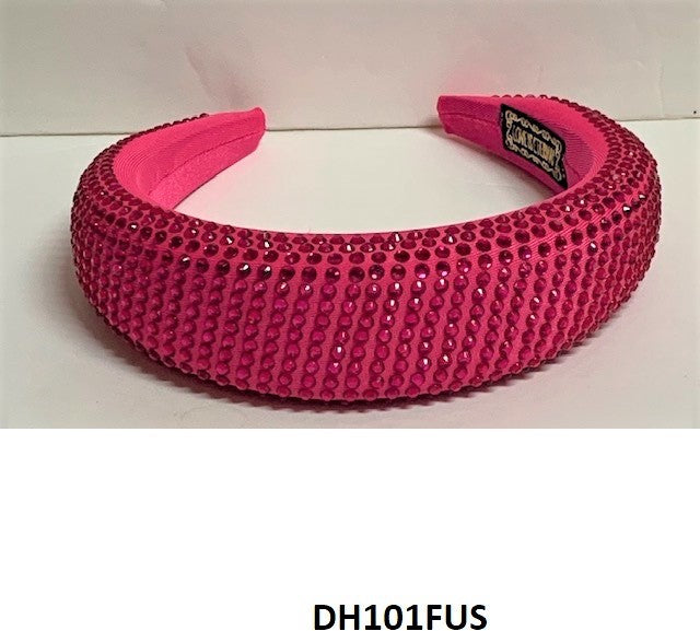 Hot Pink Rhinestone Puffy Hairband