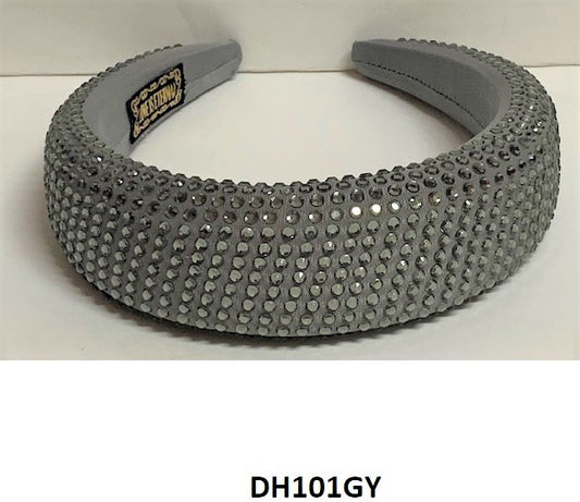 Gray Rhinestone Puffy Hairband