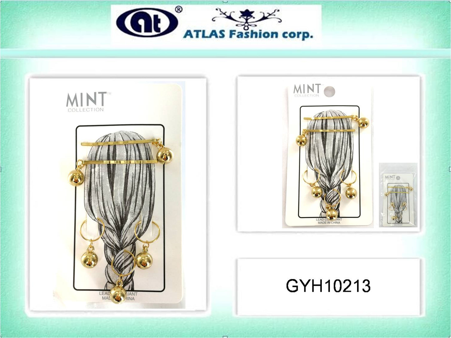 GYH10213 - Ball Hair Braid Ring & Bobby Pin Set