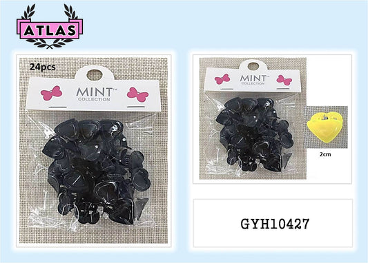 GYH10427 - Mini Black Heart Claw Clips