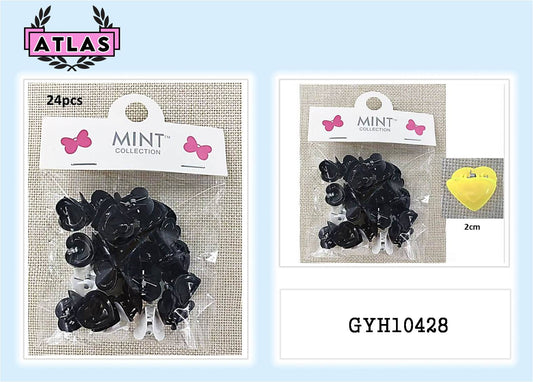 GYH10428 - Mini Black & White Heart Claw Clips