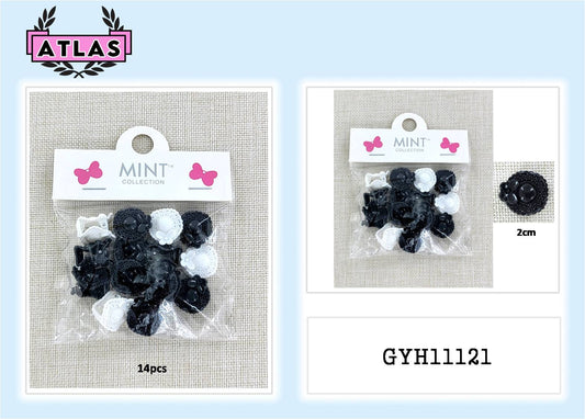 GYH11121 - Mini Black & White Sun Hat Claw Clips