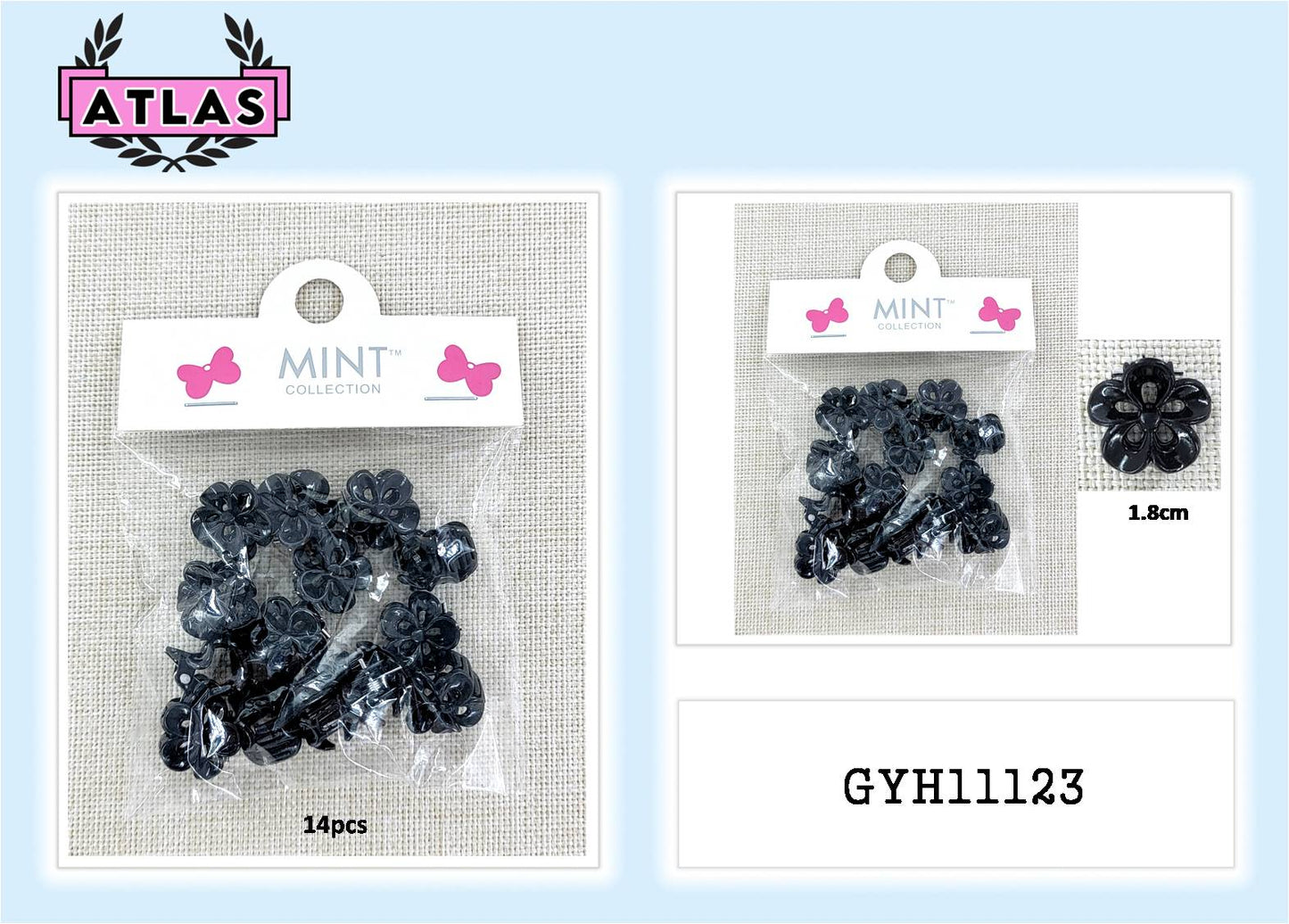 GYH11123 - Mini Black Flower Claw Clips