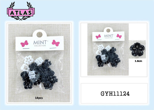 GYH11124 - Mini Black & White Flower Claw Clips