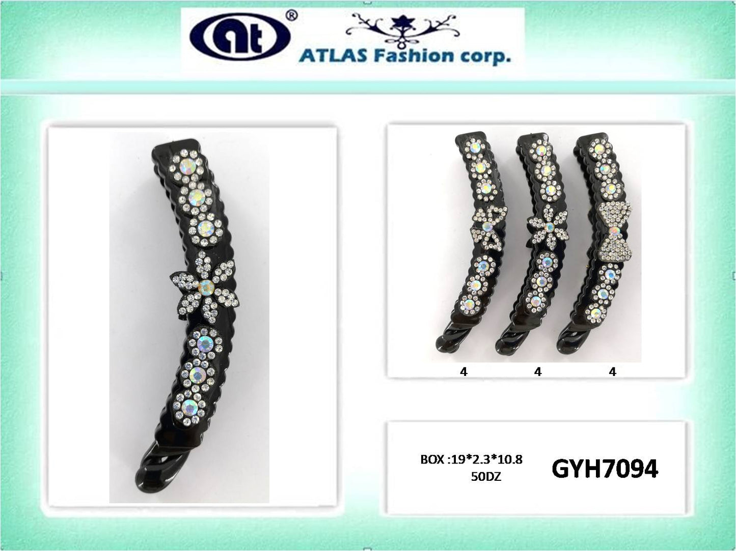 GYH7094 - Rhinestone Flower Banana Clip