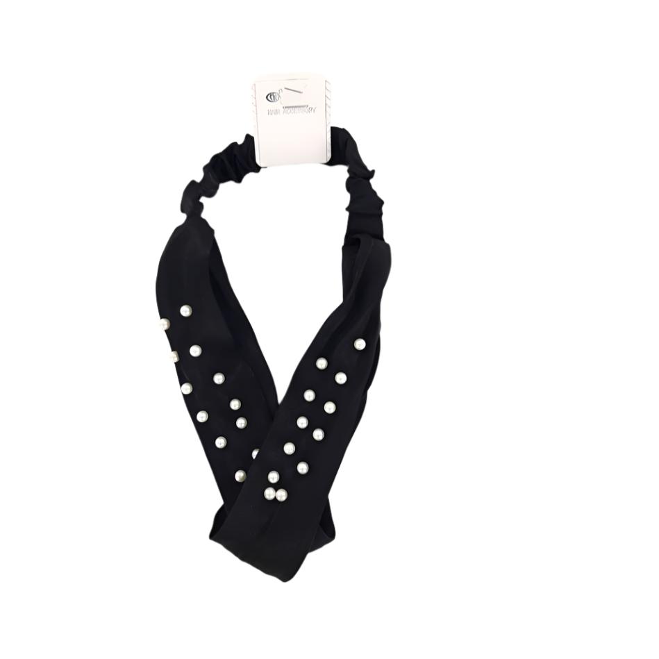 GYH8362 - Pearl Studded Black Headwrap