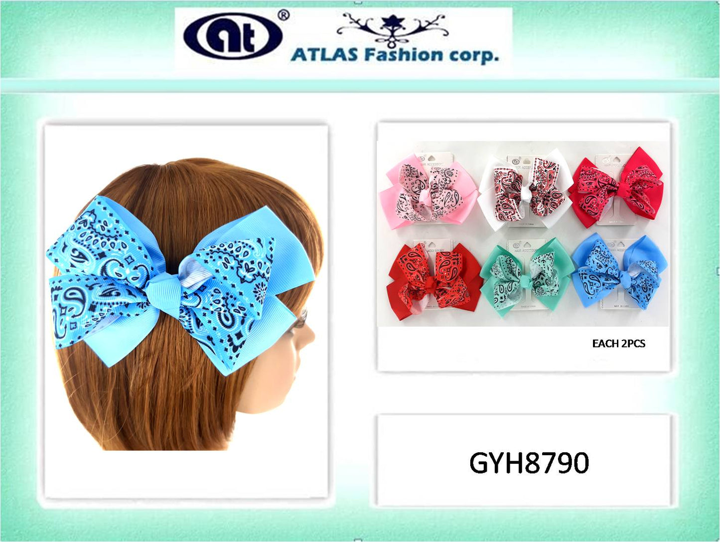 GYH8790 - Paisley Hair Bow Clip