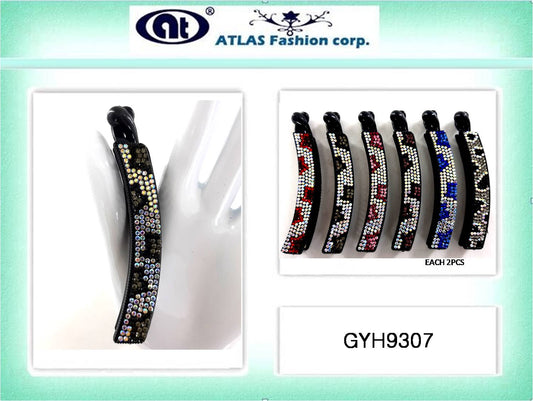 GYH9307 - Rhinestone Leopard Print Banana Clip