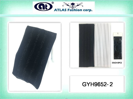 GYH9652-2 - Glittery Striped Black & White Headband