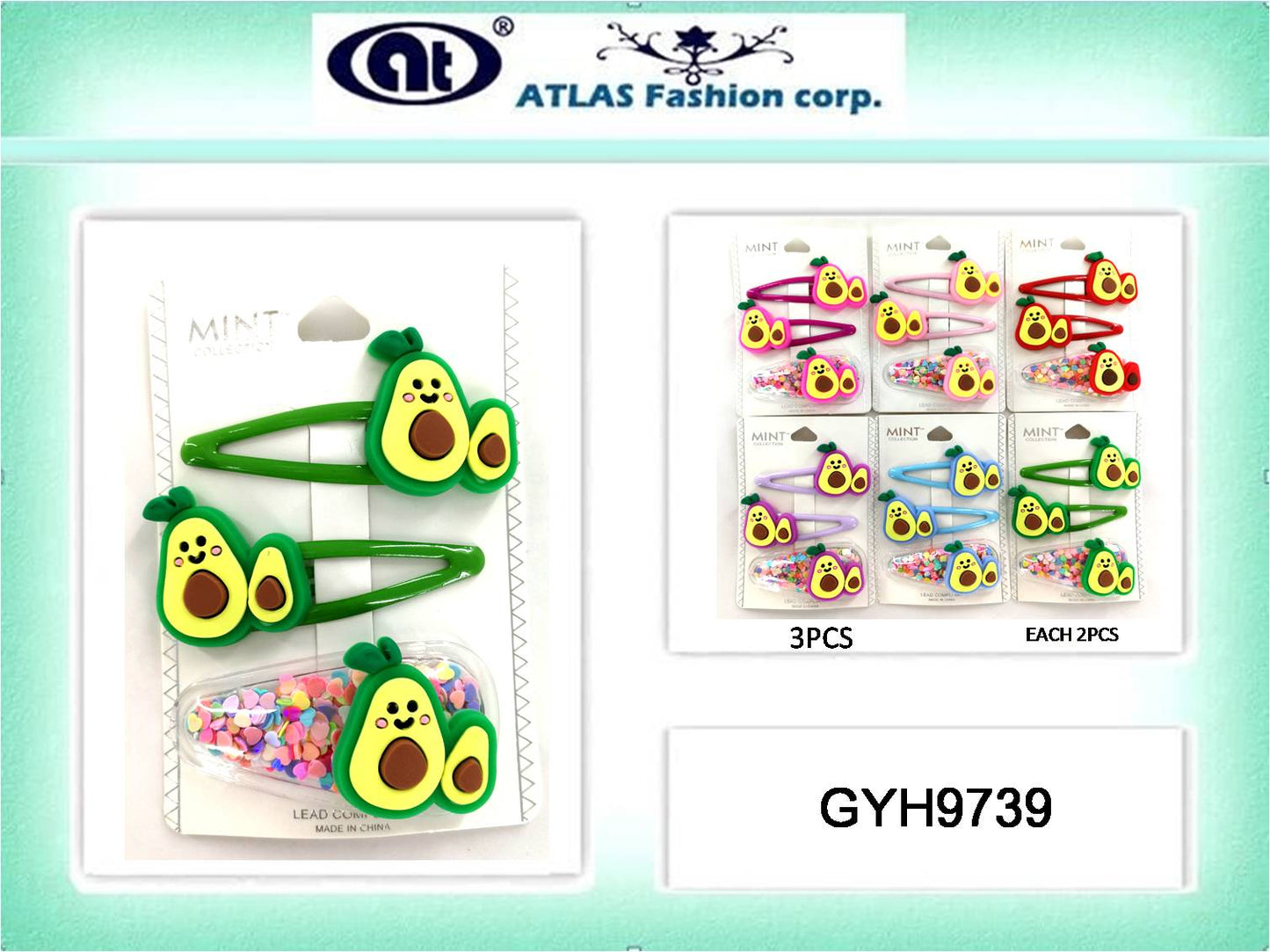 GYH9739 - Avocado Hair Clip Set