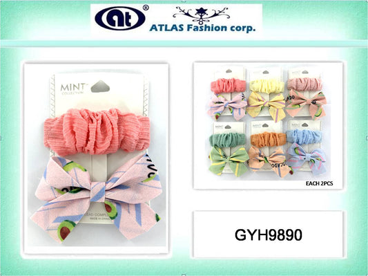 GYH9890 - Avocado Hair Bow Clip Set