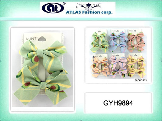 GYH9894 - Avocado Hair Bow Clip Set