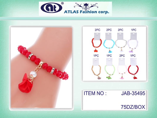 JAB35495 - Flower Petal Bead Stretch Bracelet