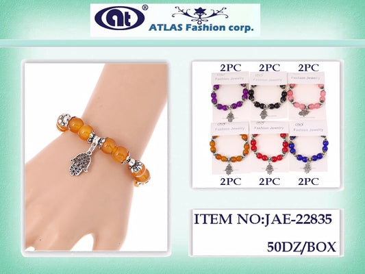 JAB22722 - Hamsa Bead Stretch Bracelet