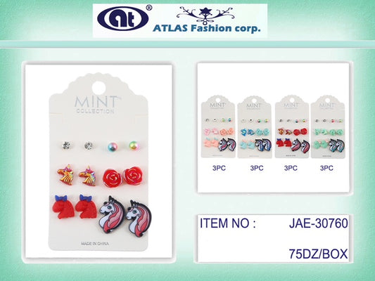 JAE30760 - 6 Pair Assorted Studs