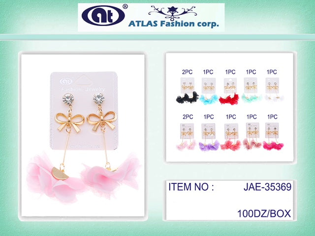 JAE35369 - Ribbon Fabric Petal Drop Earring