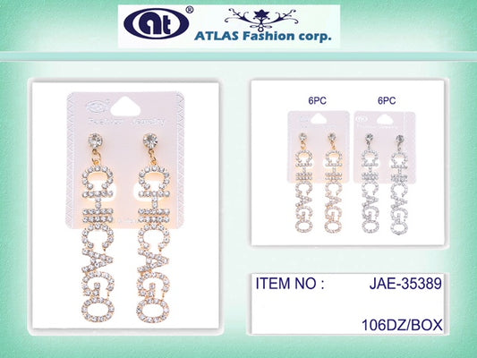 JAE35389 - Rhinestone Chicago Earring