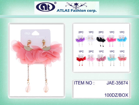 JAE35674 - Fabric Flower Earring