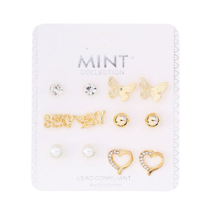 JAE35796 - 6 Pair Stud Earring Set