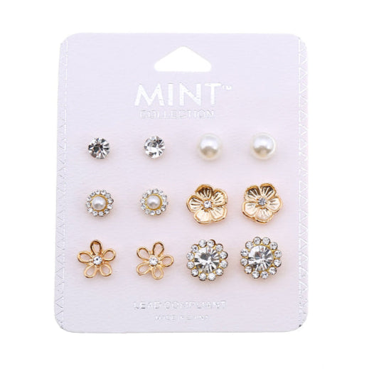 JAE36041 - 6 Pair Flower Stud Earring Set